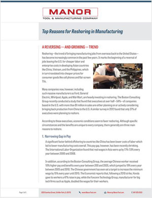 Top Reasons for Reshoring in Manufacturing